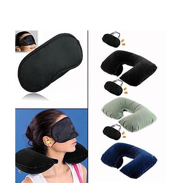 Kit with pillow, ear buds, and eye mask for travel. Kit with pillow, ear buds, and eye mask for travel.